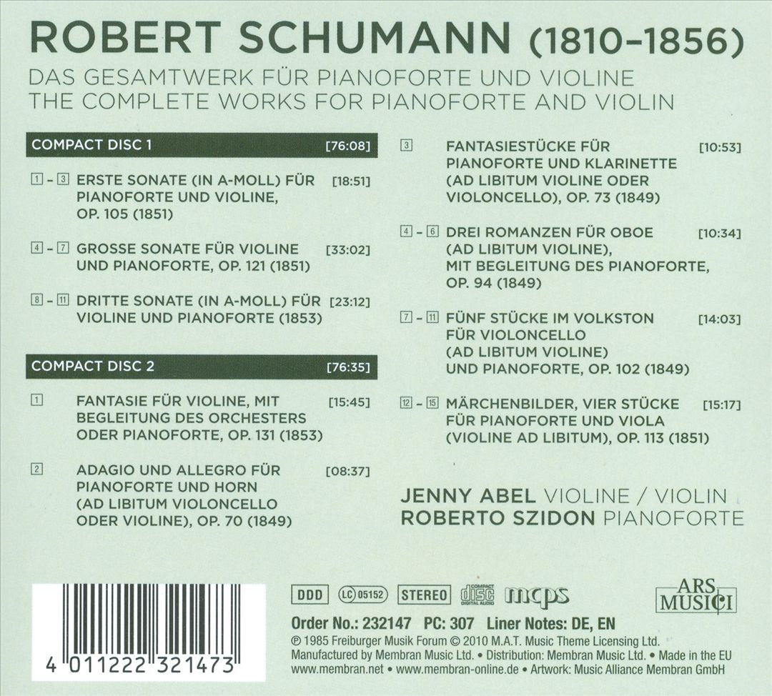 Schumann: The Complete Works for Piano & Violin cover art