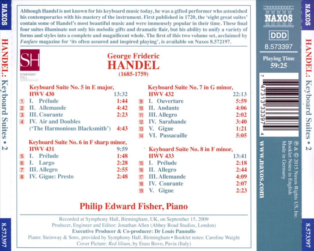 Handel: Keyboard Suites, Vol. 2 cover art