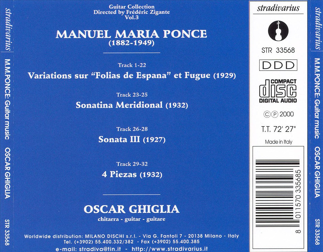 Ponce: Variations sur "Folias de España" et Fugue; Sonatina meridional; Sonata 3; 4 Piezas cover art