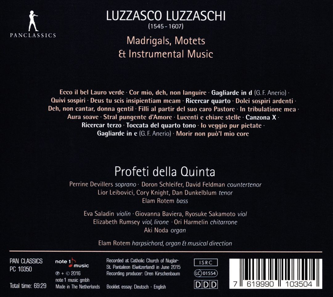 Luzzasco Luzzaschi: Madrigals, Motets & Intrumental Music cover art