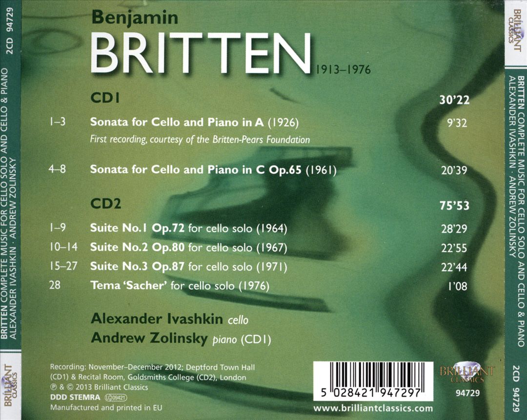 Britten: Complete Music for Cello Solo and Cello & Piano cover art