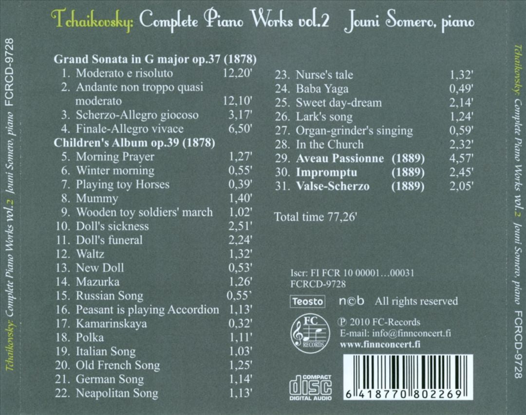 Tchaikovsky: Complete Piano Works, Vol. 2 cover art