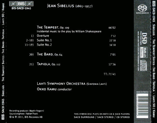 Sibelius: The Tempest; The Bard; Tapiola cover art