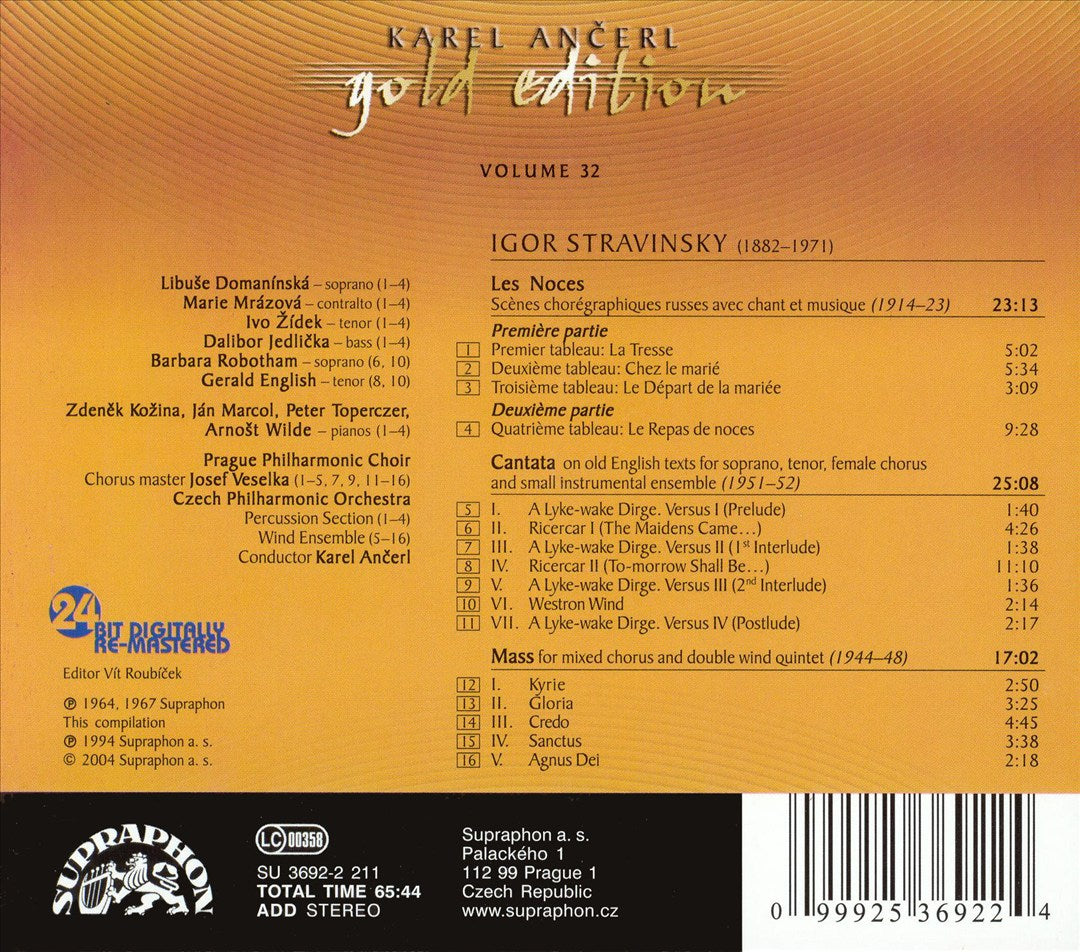 Stravinsky: Les Noces; Cantata; Mass cover art