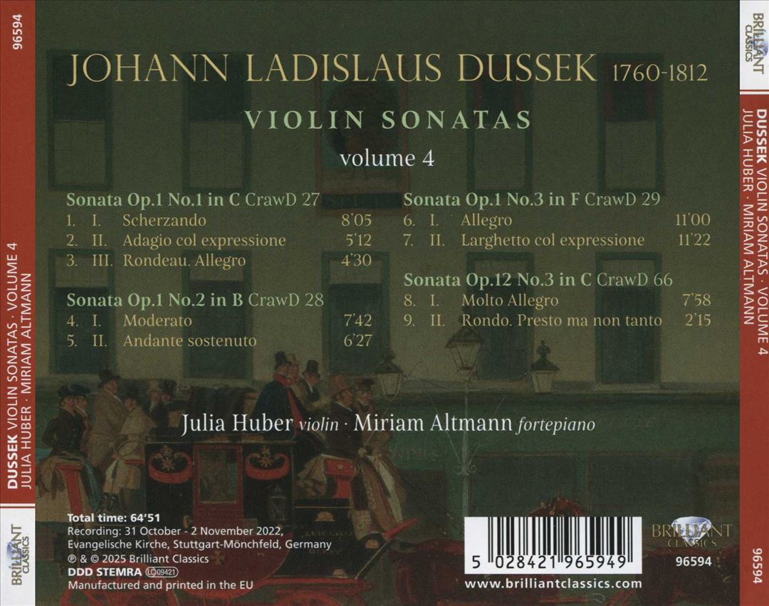 Dussek: Violin Sonatas, Vol. 4 cover art