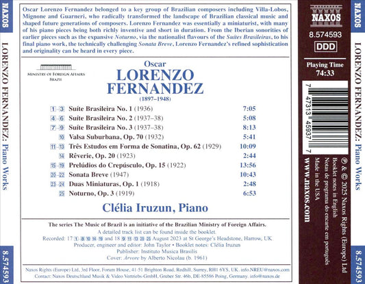 Oscar Lorenzo Fernandez: Piano Works cover art