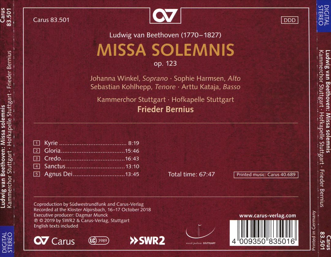 Beethoven: Missa Solemnis Op. 123 cover art