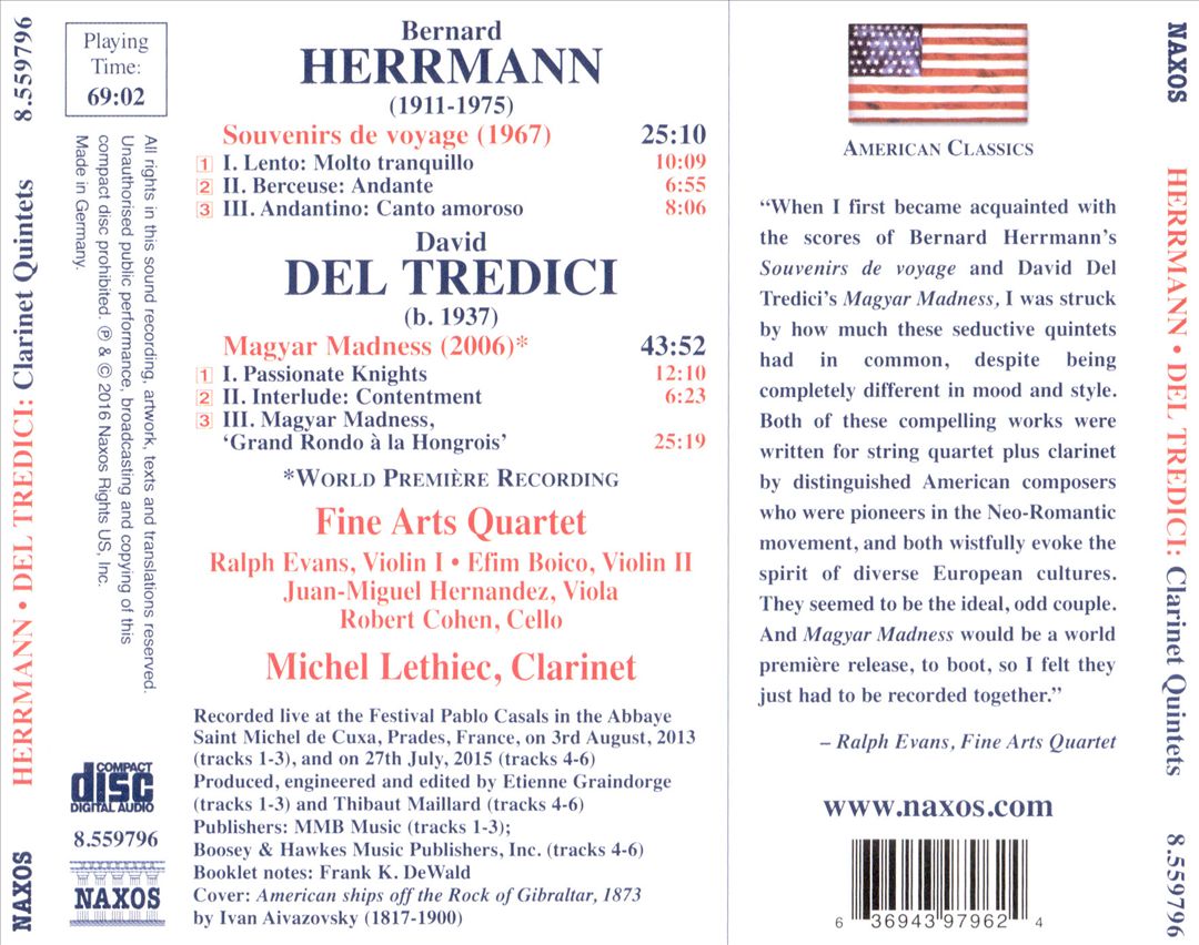 Bernard Herrmann: Souvenirs de voyage; David del Tredici: Magyar Madness cover art