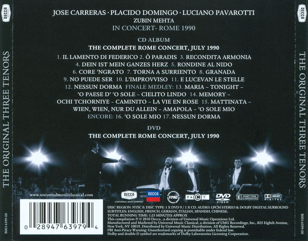 The Original Three Tenors in Concert [20th Anniversary Special Edition] cover art