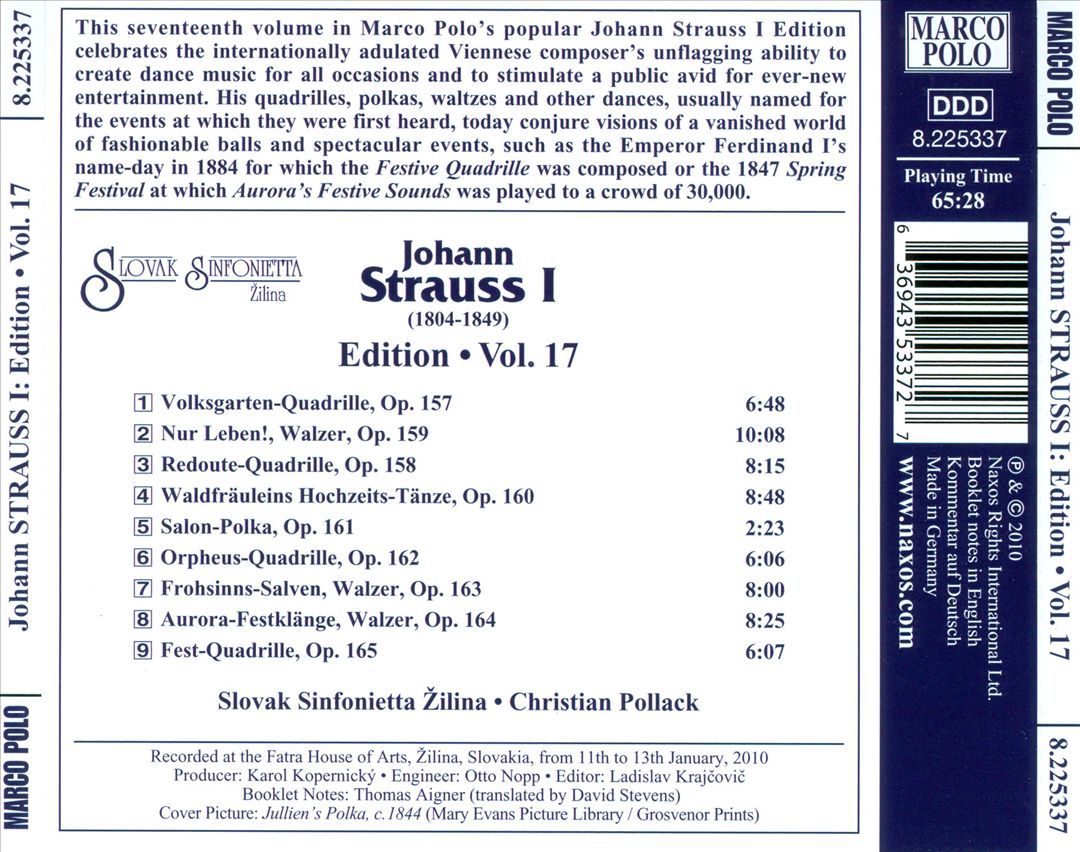 Johann Strauss I Edition, Vol. 17 cover art