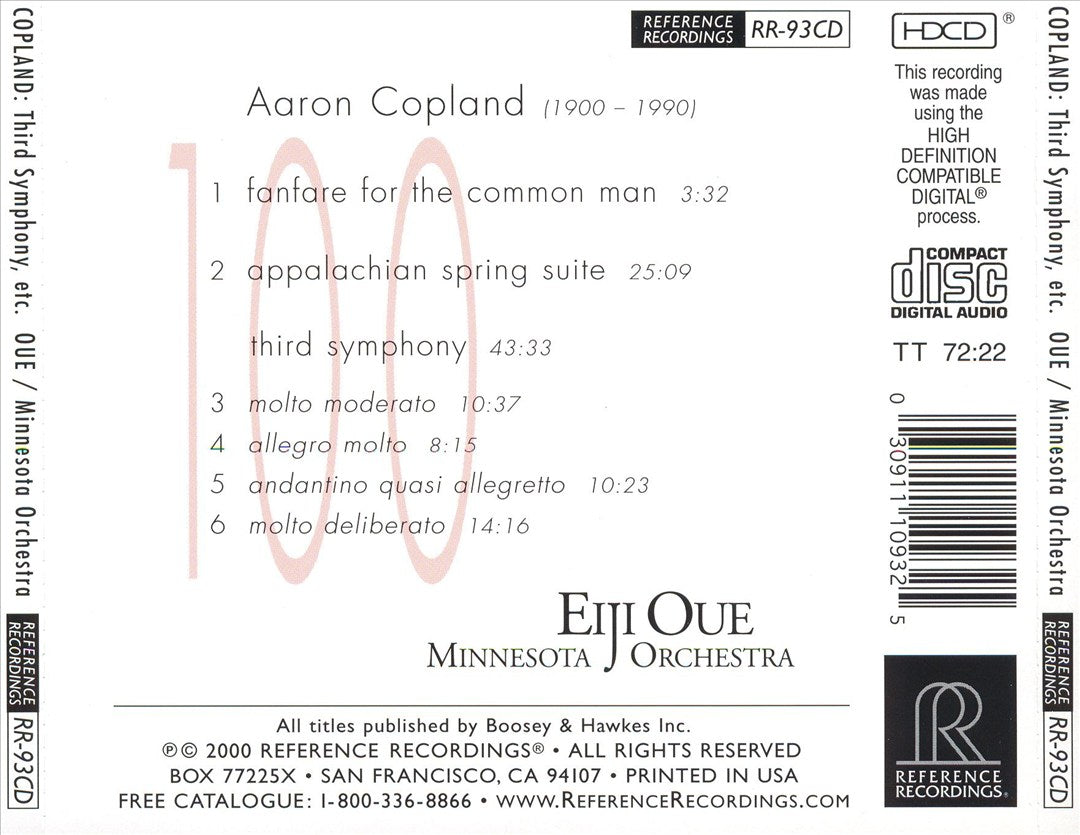 Copland: Fanfare for the Common Man; Appalachian Spring Suite; Third Symphony cover art