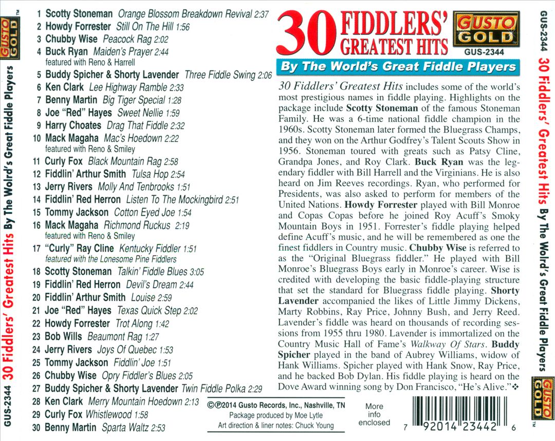 30 Fiddler's Greatest Hits: By the World's Great Fiddle Players cover art