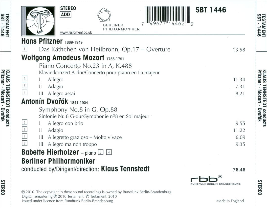Mozart: Piano Concerto No. 23; Dvorák: Symphony No. 8 cover art