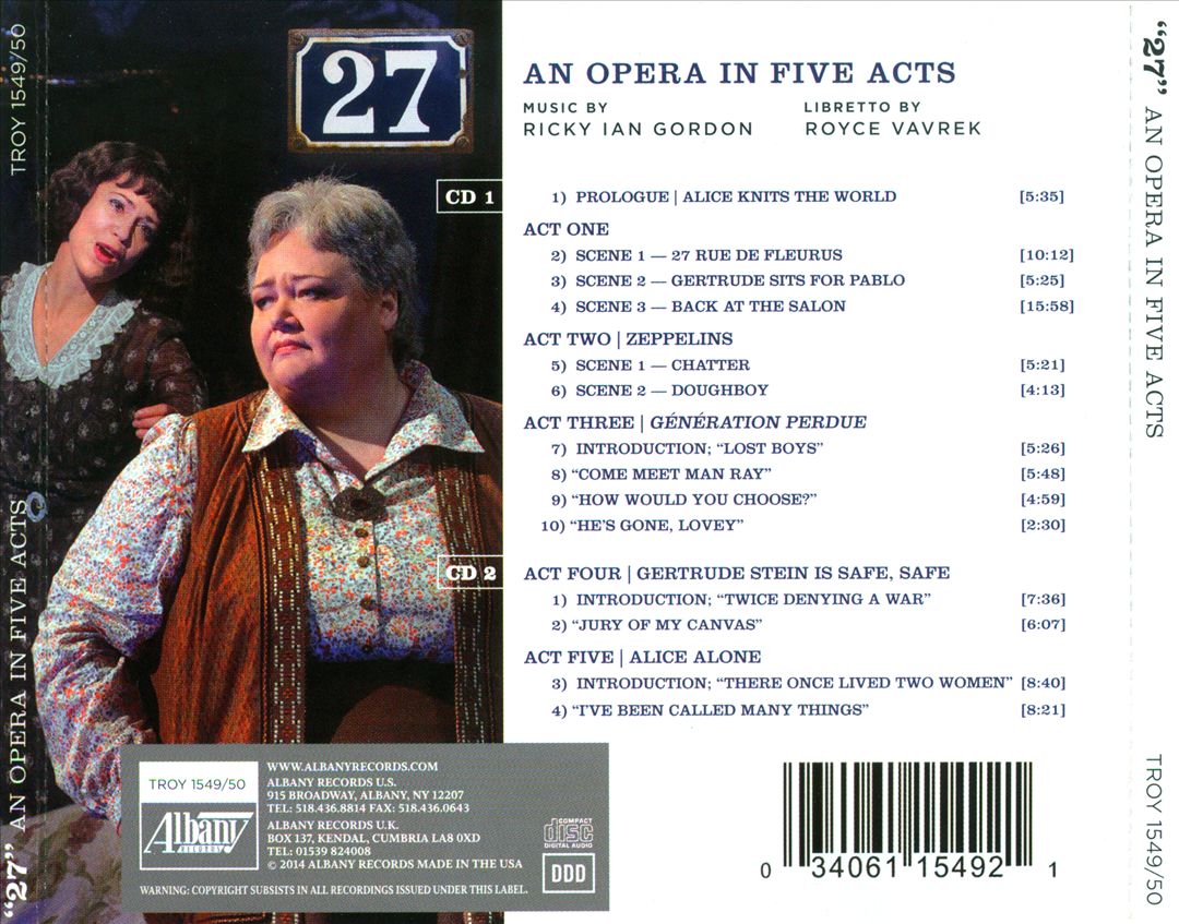 Ricky Ian Gordon: 27, An Opera in Five Acts cover art
