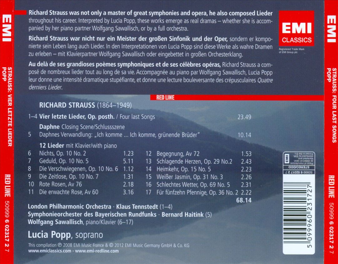 Strauss: Vier letzte Lieder; Four Last Songs; Daphne; Closing Scene; 12 Lieder cover art