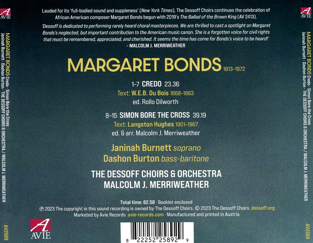 Margaret Bonds: Credo; Simon Bore the Cross cover art