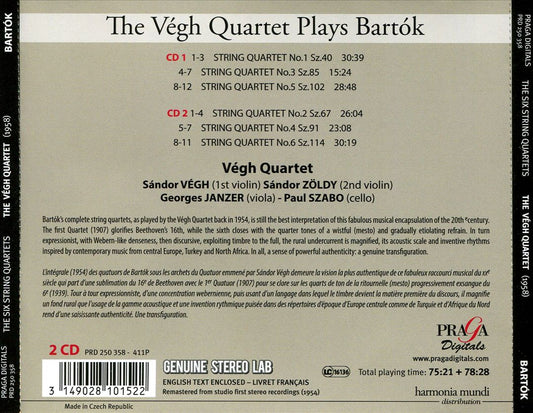 Béla Bartók: The String Quartets (1954 Stereo) cover art