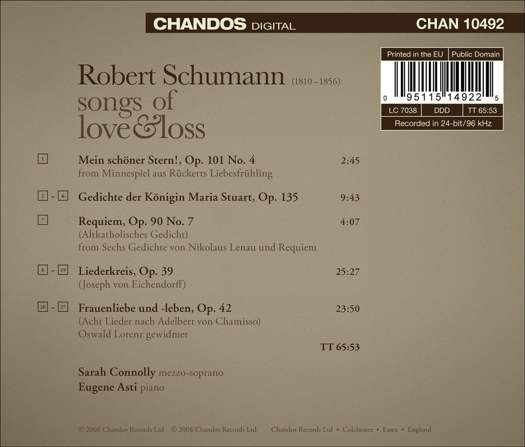 Schumann: Songs of Love & Loss cover art