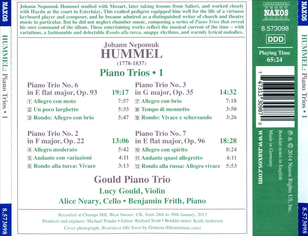 Hummel: Piano Trios, Vol. 1 cover art