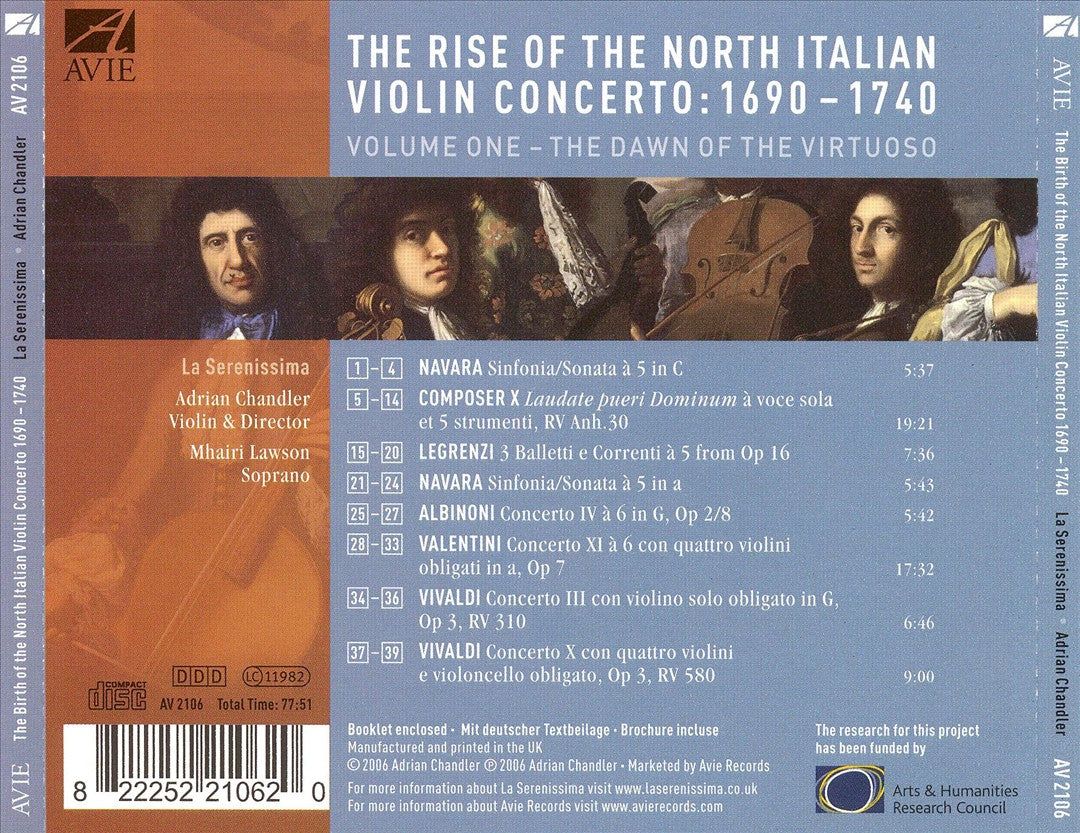 Rise of the North Italian Violin Concerto: 1690-1740, Vol. 1 - The Dawn of the Virtuoso cover art