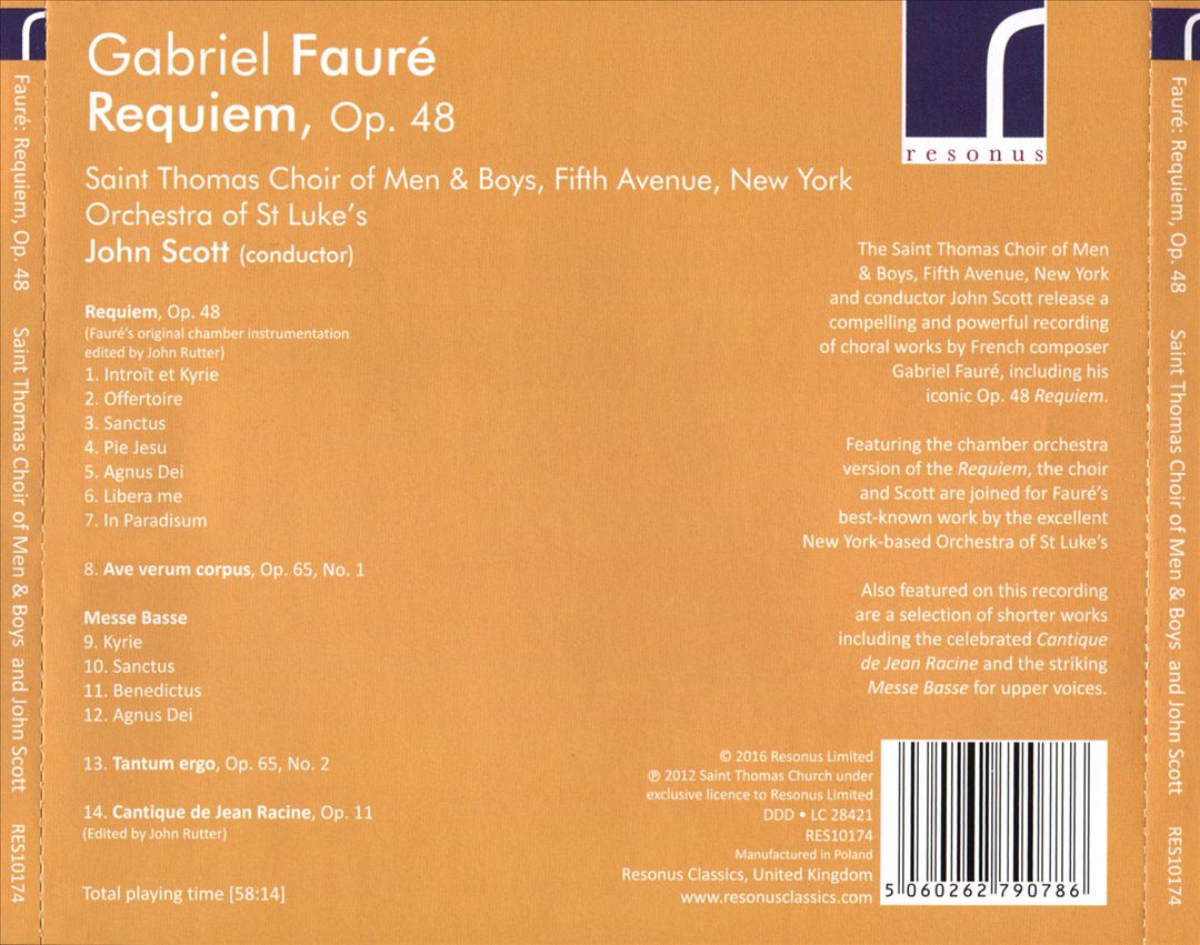 Gabriel Fauré: Requiem, Op. 48 cover art