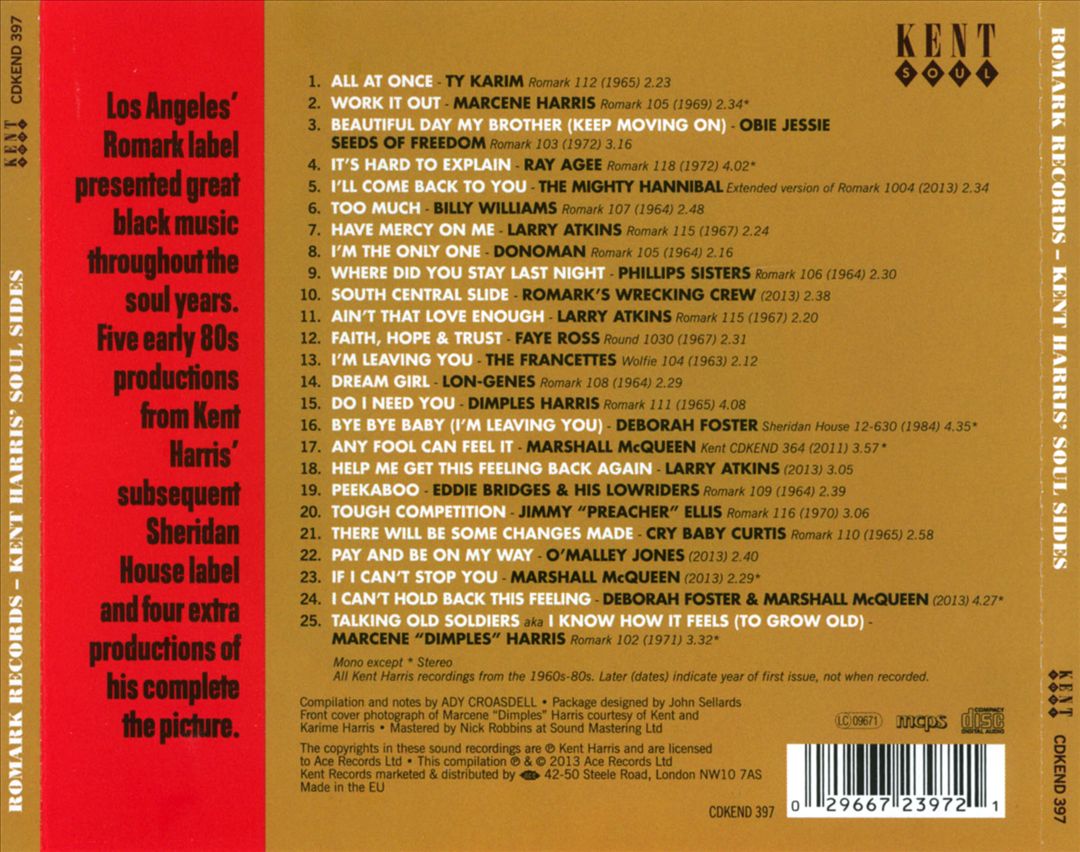 Romark Records: Kent Harrris' Soul Sides cover art