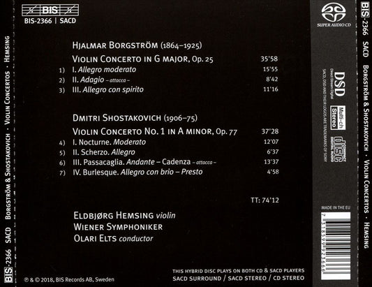 Borgström: Violin Concerto Op. 25; Shostakovich: Violin Concerto No. 1 cover art
