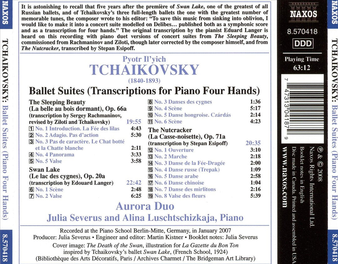 Tchaikovsky: Ballet Suites - Transcriptions for Piano Four Hands cover art