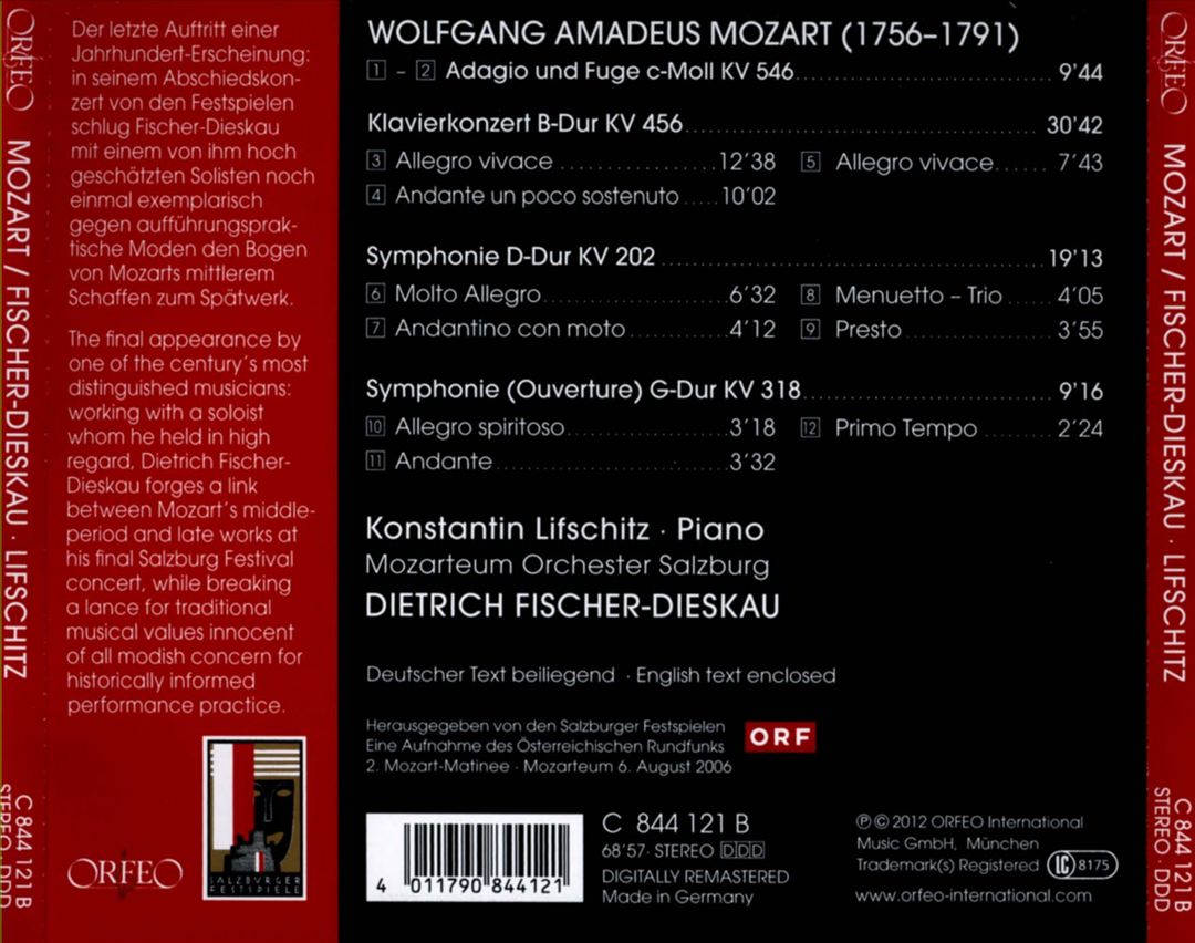 Mozart: Adagio und Fugue KV 546; Klavierkonzert KV 456; Symphonien KV 202-KV 318 cover art