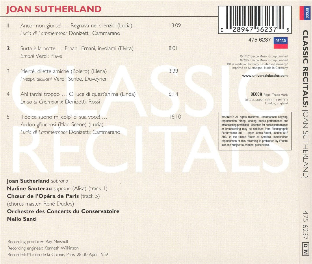 Classic Recitals: Operatic Arias cover art