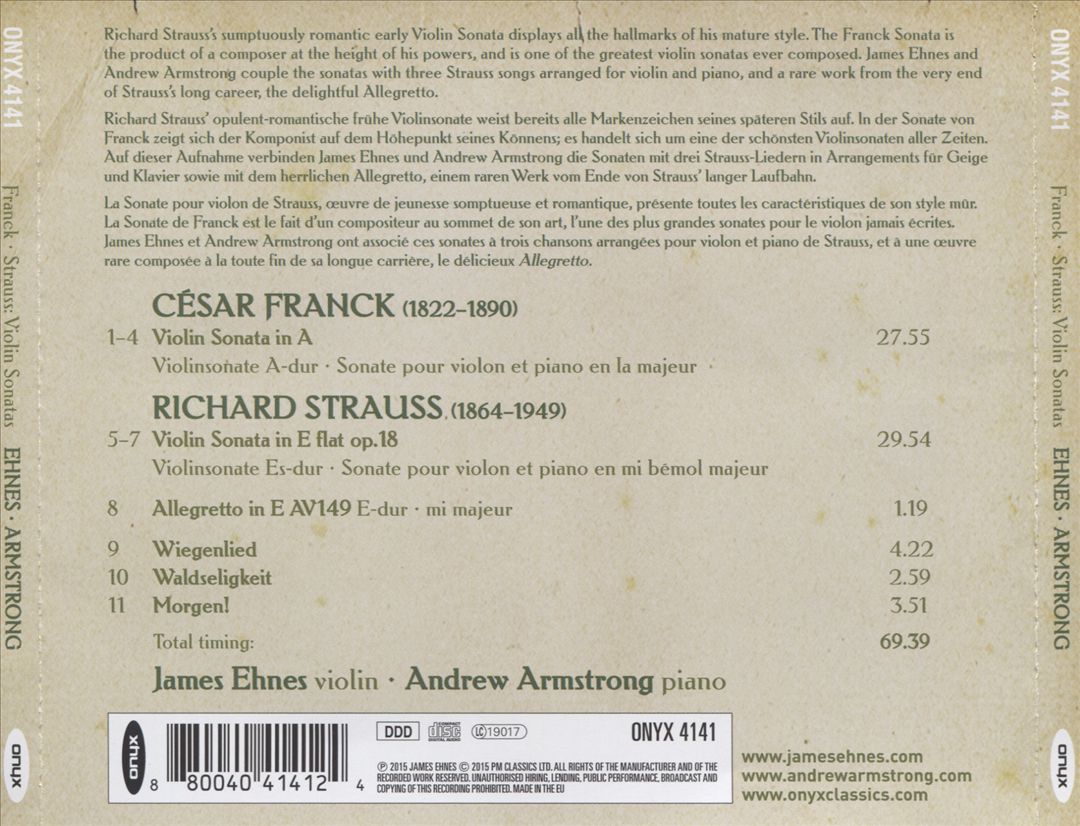 Franck & Strauss: Violin Sonatas cover art