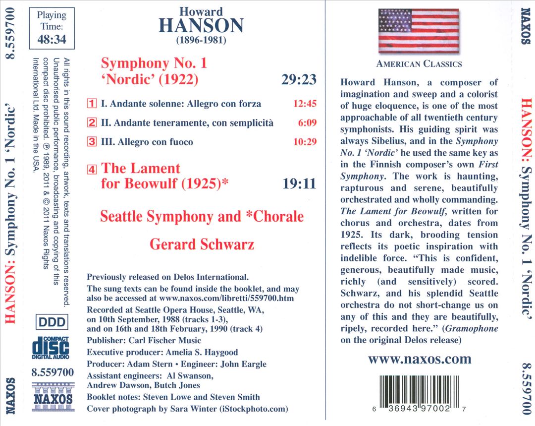 Howard Hanson: Symphony No. 1 "Nordic" cover art
