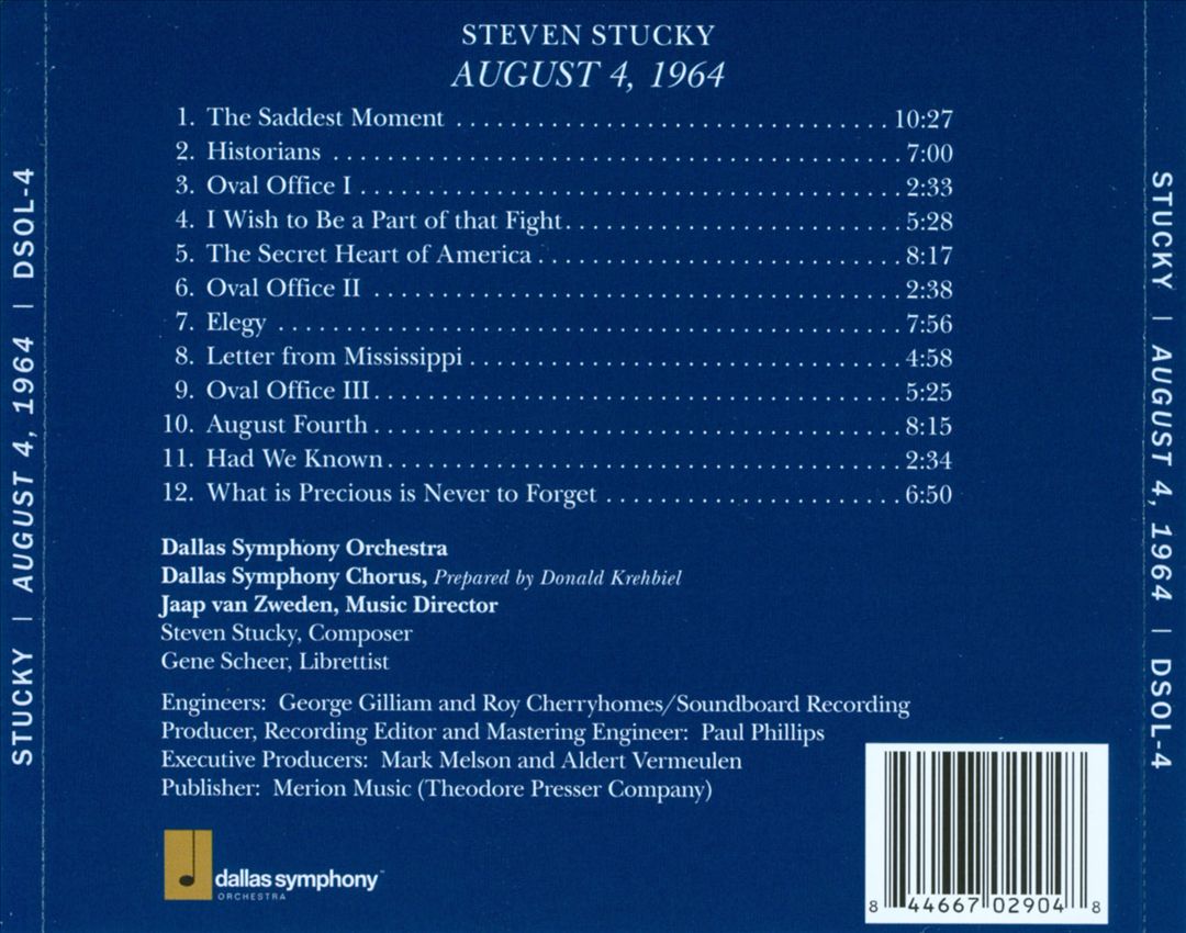 Steven Stucky: August 4, 1964 cover art