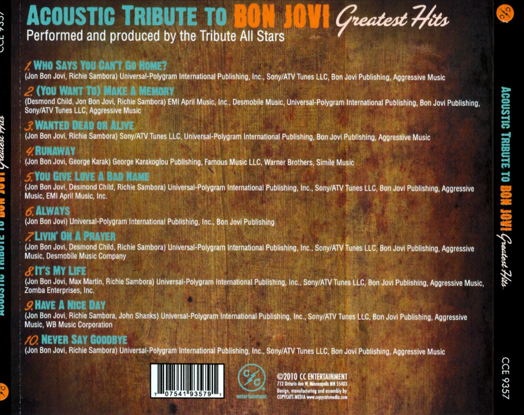 Acoustic Tribute To Bon Jovi's Greatest Hits cover art