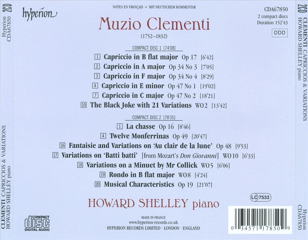 Clementi: Capriccios & Variations cover art