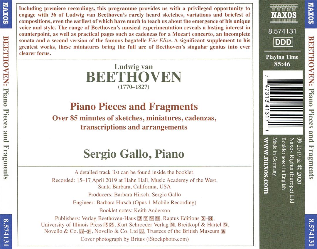 Beethoven: Piano Pieces and Fragments cover art