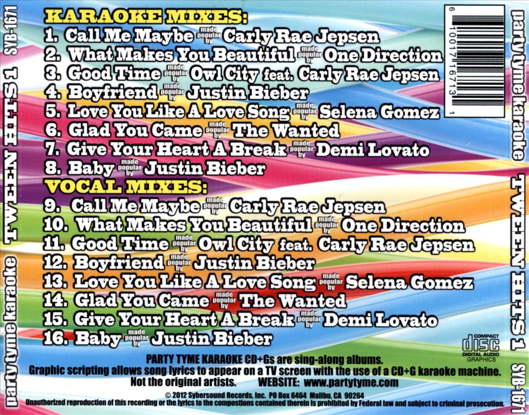 Party Tyme Karaoke: Tween Hits, Vol. 1 cover art