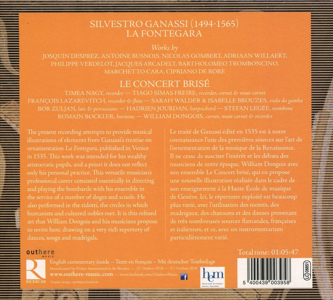 Sylvestro Ganassi: La Fontagera cover art