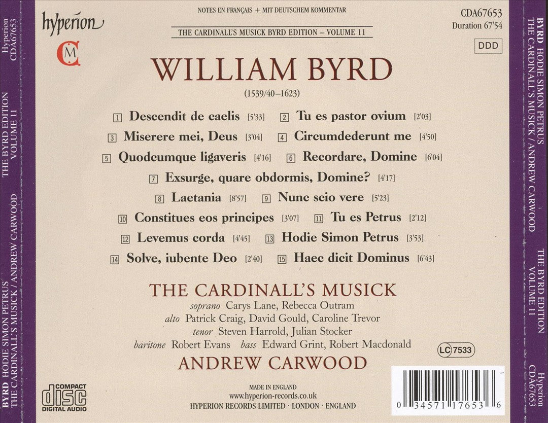 Byrd Edition, Vol. 11: Hodie Simon Petrus cover art