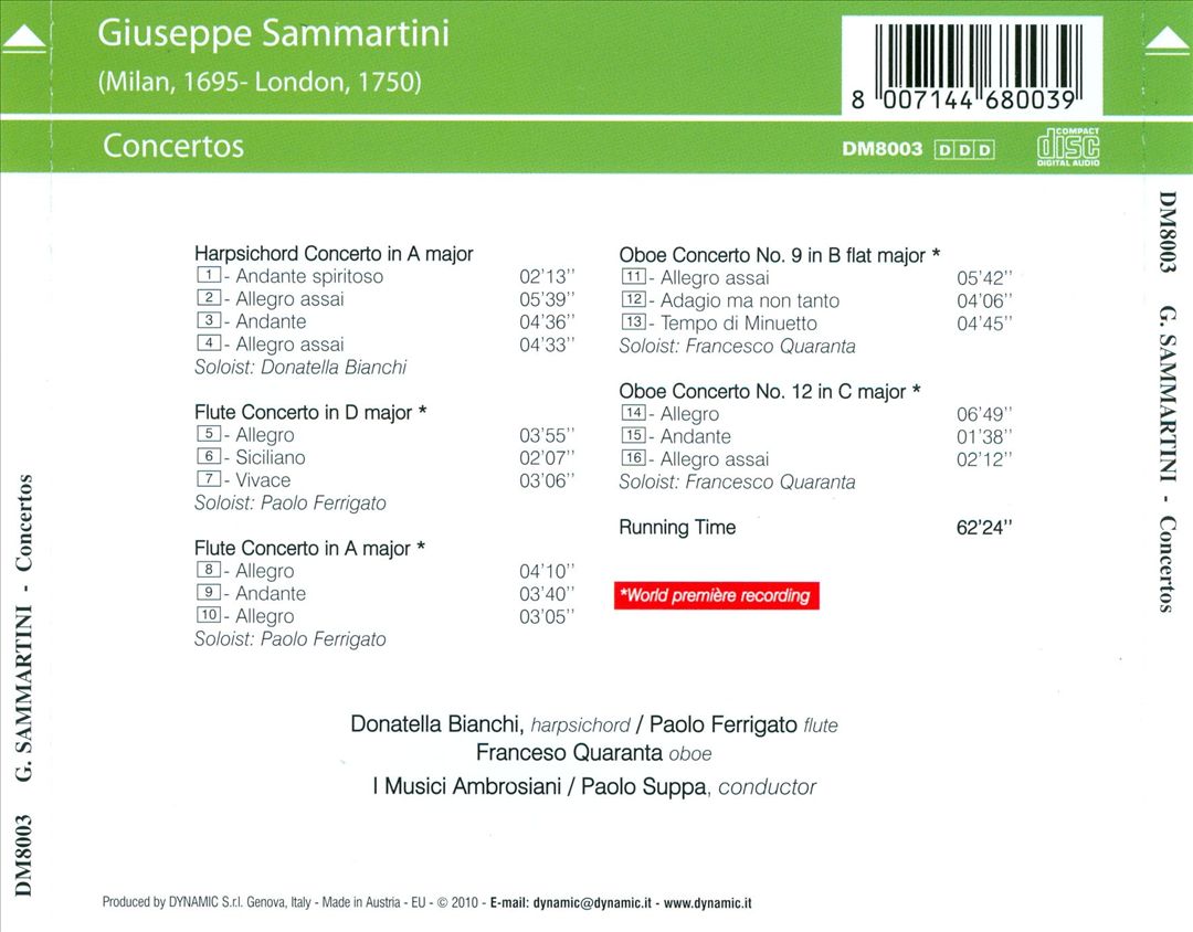 Sammartini: Concertos cover art