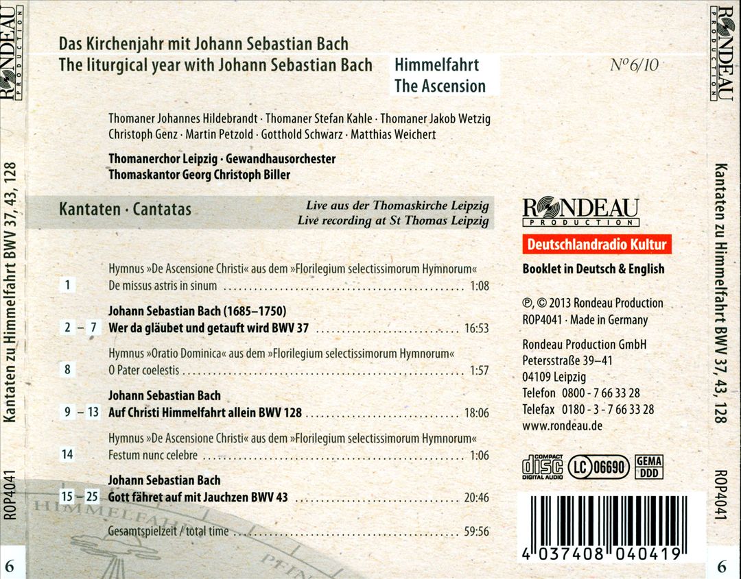 Kantaten, BWV 37, 43, 128 cover art