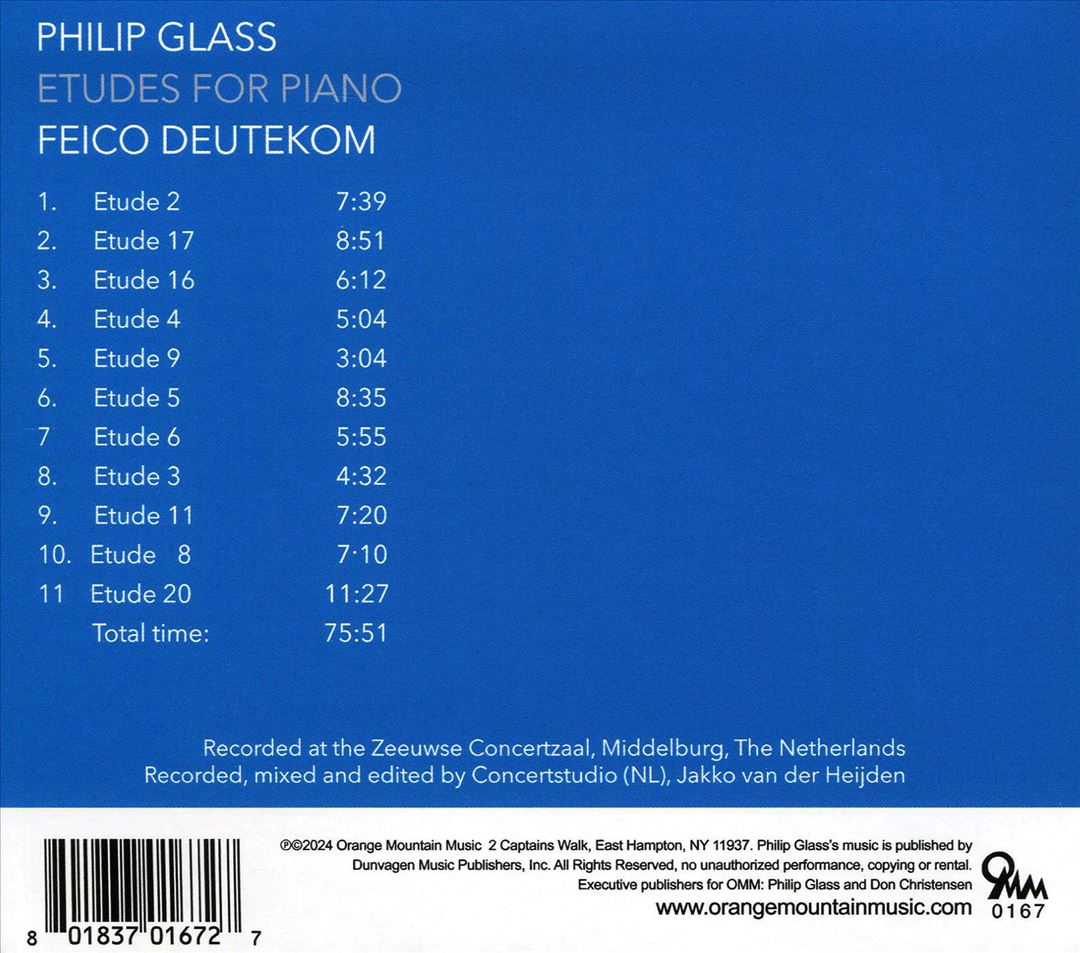 Glass: Etudes for Piano cover art