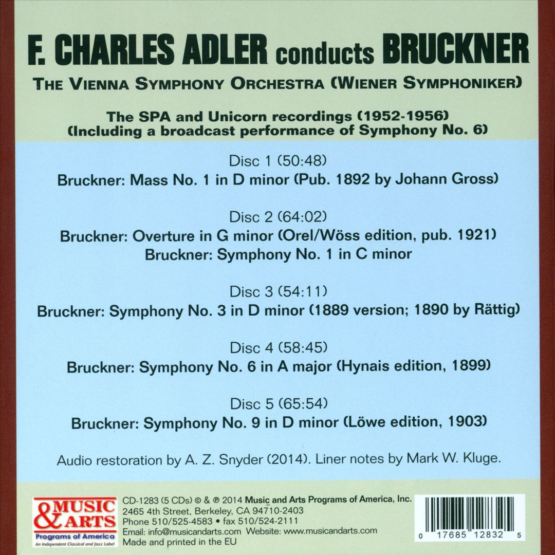 F. Charles Adler conducts Bruckner cover art