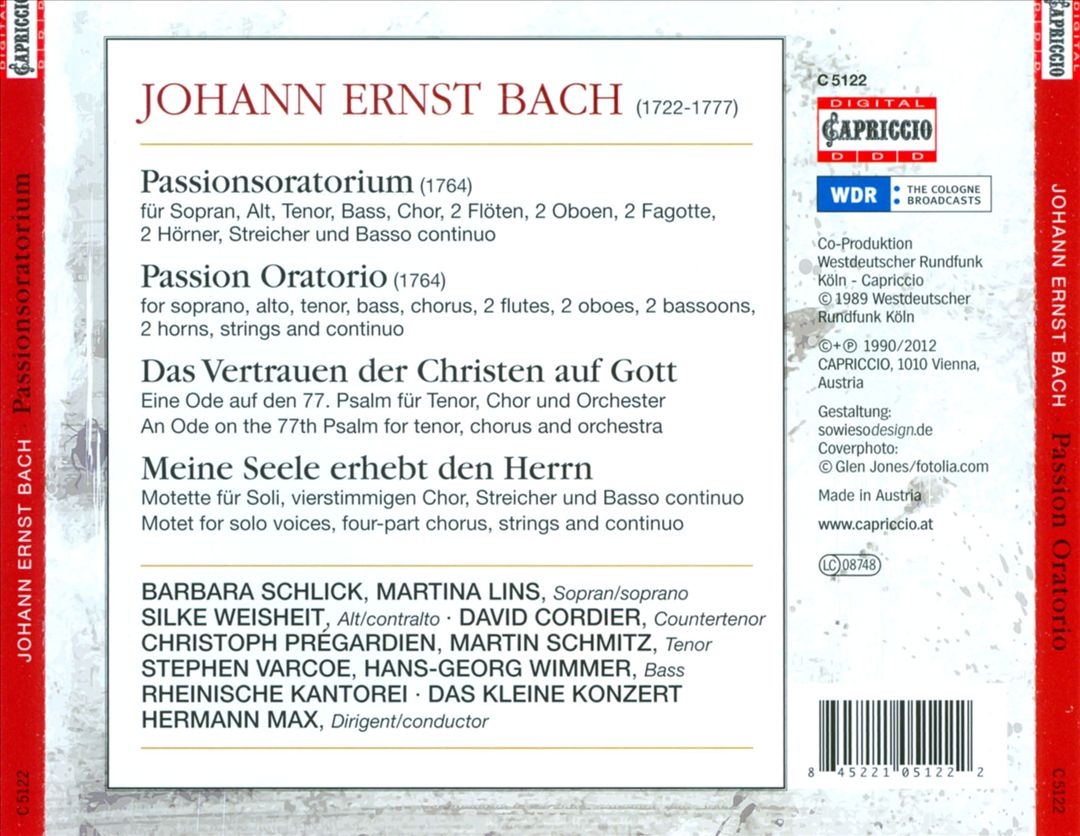 Johann Ernst Bach: Passionsoratorium cover art