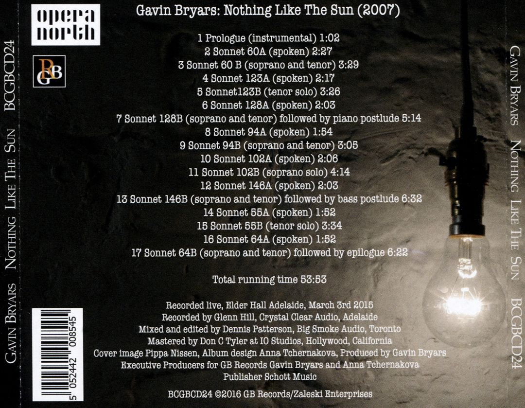 Gavin Bryars: Nothing Like The Sun cover art