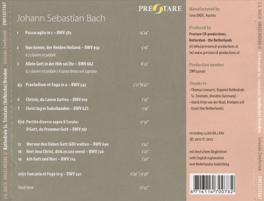Johann Sebastian Bach: Organ Works, Vol. 2 cover art