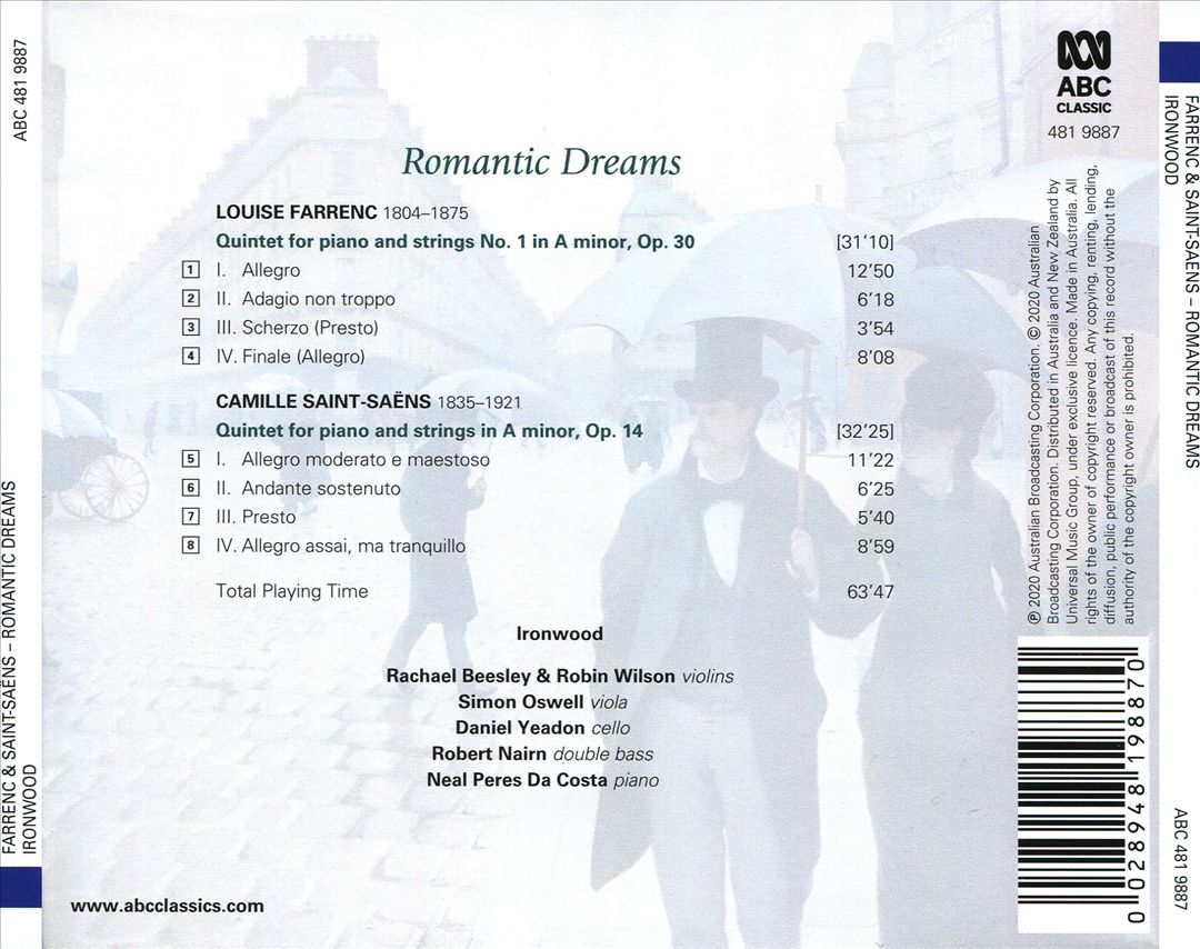 Louise Farrenc & Camille Saint-Saëns: Romantic Dreams - Quintets for Piano and Strings cover art