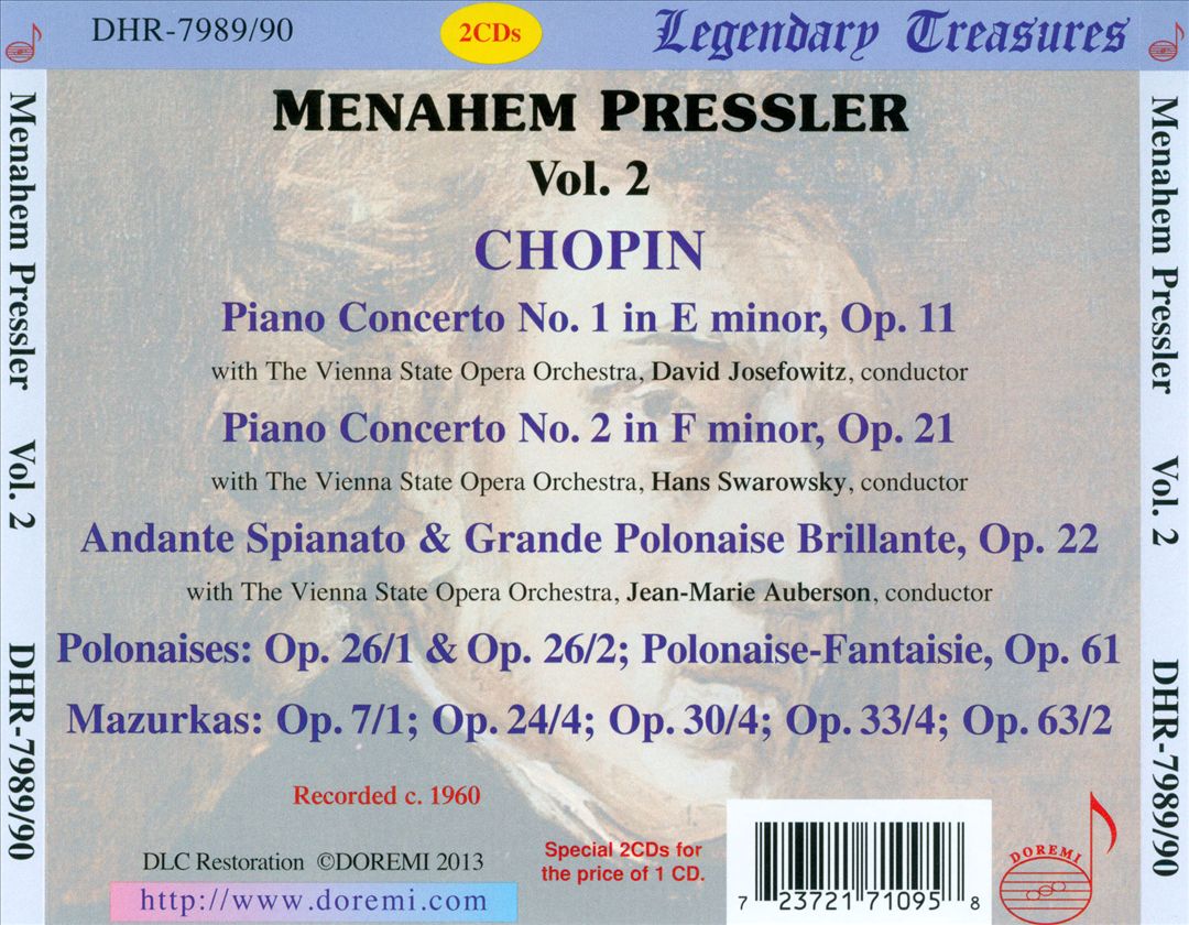 Legendary Treasures: Menahem Pressler, Vol. 2 cover art