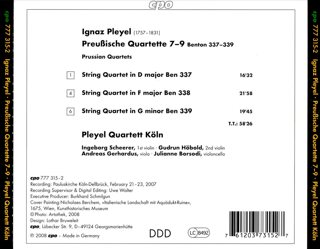 Ignaz Pleyel: Preußische Quartette 7-9 cover art