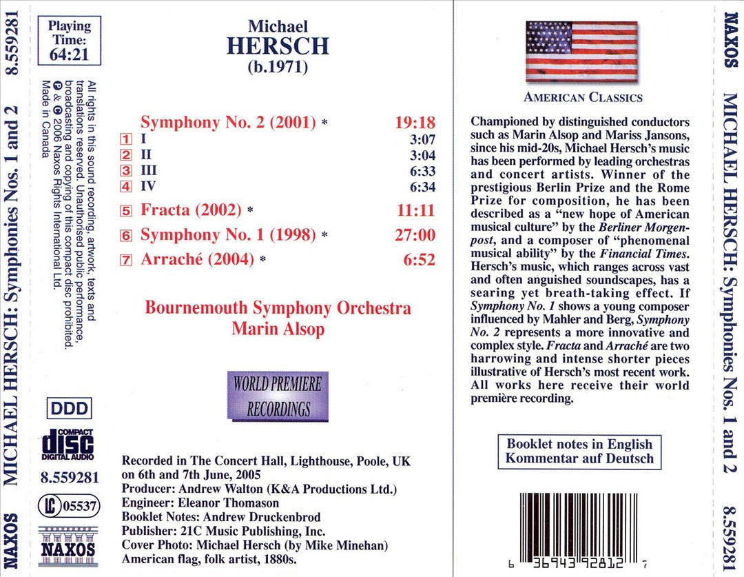 Michael Hersch: Symphonies Nos. 1 & 2 cover art